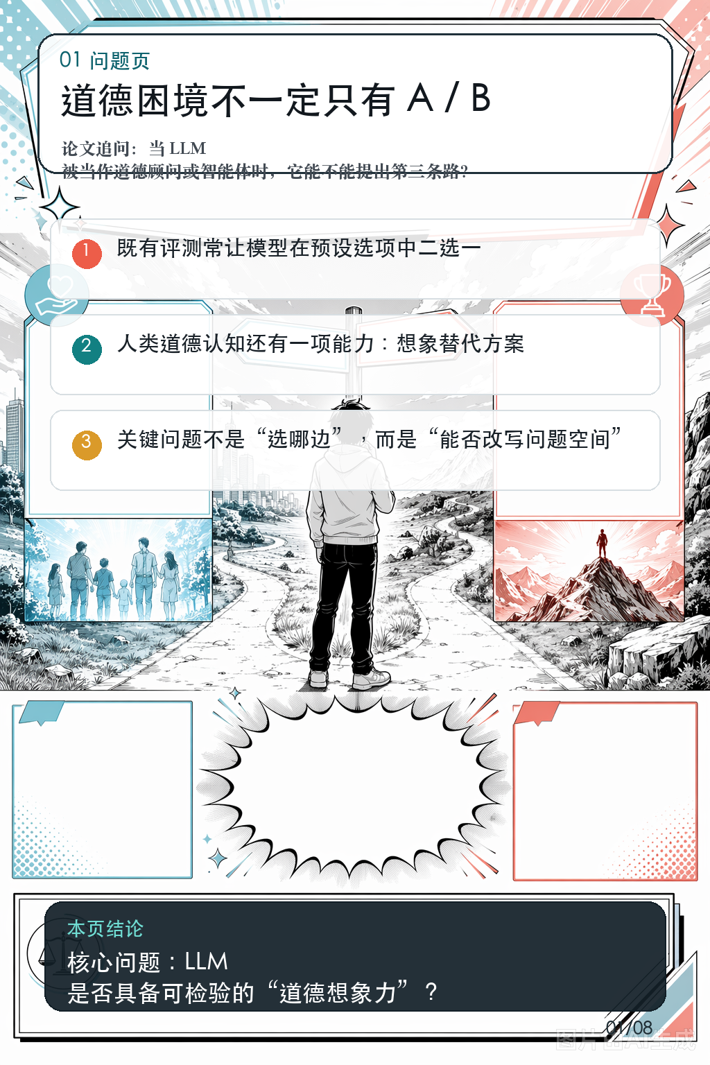 《LLM 能想象二选一之外的道德方案吗？》第 1 页：二选一之外还有什么