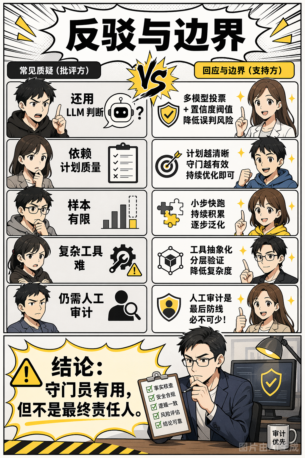 《用来源证据保护 LLM 智能体不跑偏》第 7 页：可审计责任链